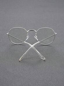 一副金属几何基础款眼镜，精致高品质透明眼镜，男士适用，适合作为节日礼物、商务、休闲、学校郊游等场合佩戴。 - 無色 - 查看 4