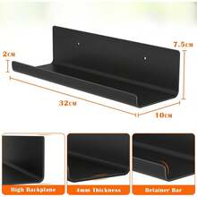 GOOVILLA Plastic Floating Wall Shelves - Decorative Picture Frame Shelf For Storage, Wall-Mounted Organizer For Living Room Bedroom Bathroom,,Black,8 Packs - 黑色-8個 - 查看 2