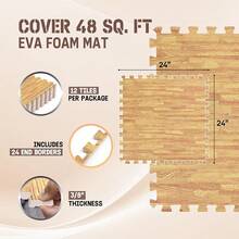 Esterillas de Ejercicio de Espuma EVA (12/24/48/120 pies²): Gruesas para Gimnasio y Hogar, Ideal como Suelo de Tatami Fitness - Madera de Roble Clara - 48 pies cuadrados - 12 piezas - Ver 2