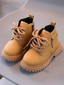 Botas altas con cremallera lateral para niños, botas de niña, tenis de niño, tenis de niños, tenis para niño, tenis para niña, zapatillas deportivas casuales con cordones para niños, adecuadas para actividades al aire libre y para el uso diario en el tiempo libre. - Amarillo - Ver 2