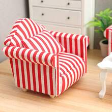 1:12 娃娃屋微型客厅家具套装 - 3 件白色布艺沙发配 4 个枕头、娃娃屋沙发、微风景装饰、斜倚双人沙发、白色装饰、娃娃家具、可爱的小沙发、精致的小沙发吊坠、微型玩具家具，适合作为礼物 - 彩色 - 查看 6