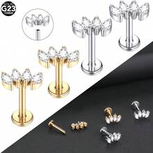 SWANJO 1pc Titanium 7 Marquise CZ Earring Helix Piercing Internally Threaded Ear Stud Tragus Daith Piercing Body Jewelry - TC060 - View 11