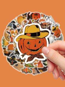 [Halloween Limited Edition]52PCS Halloween Decorative Stickers, Including Ghosts, Pumpkin Heads, Skeletons, Etc. A Practical Halloween Gift, Suitable For Decorating Phone Cases, Notebooks, Laptops, Diaries, Water Cups, Etc.