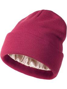 Women Satin Lined Knit Beanie Hat Winter Hats For Women Men Silk Lining Soft Slouchy Warm Cuffed Beanie Hat - Knitted Hat - View 16
