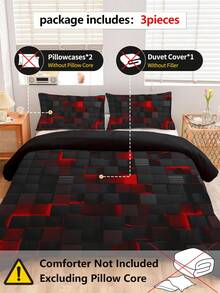 Juego de ropa de cama de 3 piezas con impresión digital de alta definición, incluye: 1 funda nórdica con 4 lazos en las esquinas y cremallera, 2 fundas de almohada, colores vivos, patrón a cuadros 3D resistente, adecuado para dormitorio/dormitorio (niños/niñas)/viaje