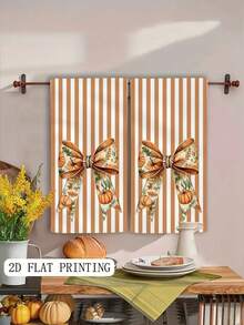 1/2 件厨房毛巾 - 秋季南瓜条纹厨房毛巾 - 现代涤纶手巾，采用鲜艳的秋季设计，非常适合烹饪、茶浴和感恩节礼物，仅可手洗，洗碗巾 15.7x23.6 英寸 - 彩色 - 查看 1