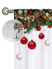 1pc Christmas Red Balloon Pine Needle Snowflake Print Curtain Sheer, Christmas Decor For Window, Wall, Bedroom, Office, Kitchen, Living Room, Home Decoration Curtain Christmas Decorations Christmas Decoration Christmas Decorations Home Room Decor