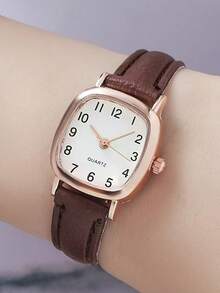 Conjunto de 5 piezas de relojes de mujer con correa elegante y estilo clásico con esfera cuadrada y subdial digital, el mejor regalo para niñas, adecuado para cumpleaños, festivales, regalos de vuelta al colegio y uso diario, sin incluir caja de regalo