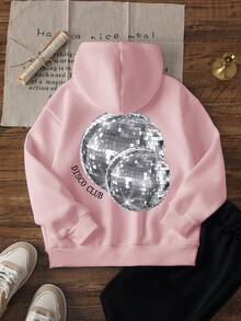 1件少女休闲印花套头卫衣，秋冬季学生青年服装长袖加厚抓绒上衣 - 专为热爱冒险的儿童设计的卫衣，星夜 - 粉色 - 查看 3