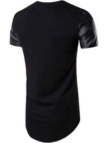 Men's Spell Leather Hipster Hip Hop T Shirthalloween - màu đen - Xem 2