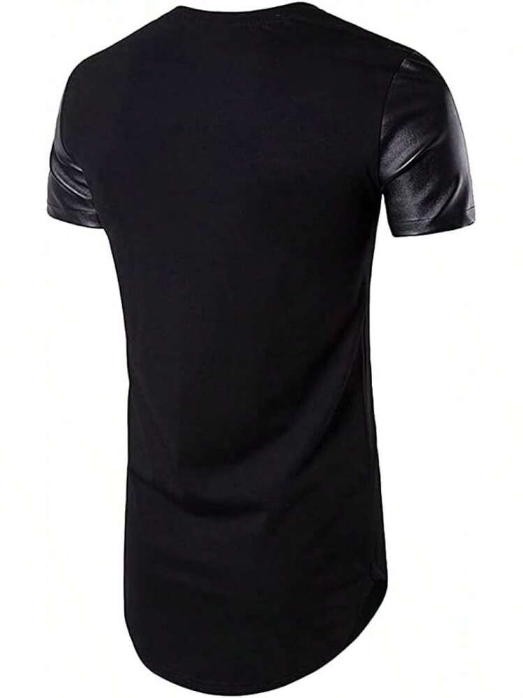 Men's Spell Leather Hipster Hip Hop T Shirthalloween - màu đen - Xem 2