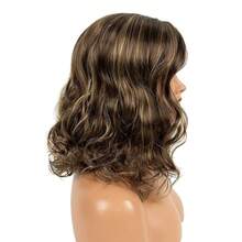 18 Inch Short Wavy Wig White Women - Brown Blonde Highlight Synthetic Wig, Daily Wear & Parties - 6125#8H124 - View 3