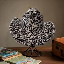 Furry Leopard Print Cowgirl Hat British Style Upturn Brim Western Hat  Jazz Cap For Women Men For Fall Winter - 黑色 - 查看 6