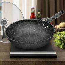 30cm Non-Stick Frying Pan With Glass Lid | Granite Coating Induction Hob Compatible Frying Pan Set | Healthy Cooking, Easy Clean | Includes Free Bamboo Spatula - Black - View 10