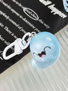 6pcs ABS Material Cute Halloween Jelly Ghost Keychains - 3D Cartoon Luminous Elf Pendant - Couples & Friends Backpack Accessories - Halloween Small Gifts
