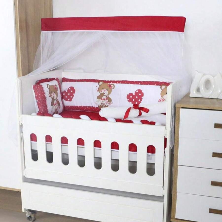 Kit Mini Berço Menina Menino com Trança Sublimado Light 10 Peças - Juju Vermelho - Visão 1