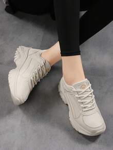Women's Lace-Up Outdoor Casual Sneakers, Waterproof Non-Slip Running Shoes, Suitable For Spring, Autumn And All Seasons - 282米白 - 查看 4