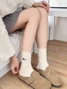 5 Pairs Lace Trim Cartoon Puppy Ruffle Ankle Socks, Random Assorted Delivery - Multicolor - View 5