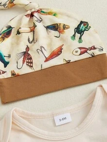 Newborn Baby Boy Clothes 3 6 9 12 18 Months Fishing Long Sleeve Romper Shirt Tops Pants Summer Spring Outfits Cute Hat Set