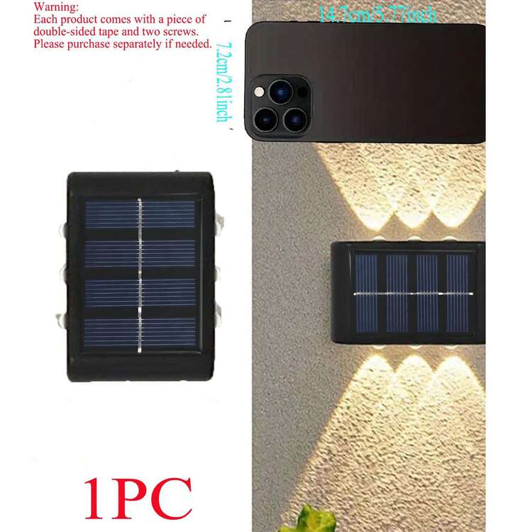 Juego de 1/4/8 luces de pared solares LED de 6 unidades, foco con lente de aumento para exteriores, jardines y cercas, iluminación paisajística LED para hogar IP44, adecuado para exterior, patio, jardín, villa y cerca - Aplique de pared de 6 LED - Añade 17