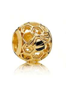 1 Pc Romantic Golden New Round, Love, Eternal, Rabbit, Butterfly, Bee, Flower Beaded For Women DIY Bracelet And Necklace Gift For Mom, Friends, Girls