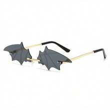 New Stylish And Quirky Christmas Bat Sunglasses, Perfect For Vacation And Dressing Up,Including A Glasses Case - black grey - 查看 1