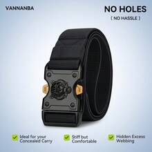 WilliamPOLO Cinturón táctico para hombres con hebilla de liberación rápida con cabeza de tigre, ancho de 1.5", ajustable para cintura de 26 a 50 pulgadas, cinturón de cinta de nilón para todas las estaciones - multicolor - Ver 1