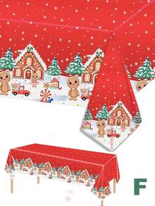 1pc Christmas Disposable TableCloths Table Cover Plastic,Christmas Party Tablecloth,54 * 108inch,Rectangular Tablecloth,Red Gingerbread Man, Great For Kitchen And Restaurant Holiday Decorations - Buffalo Plaid Snowflake Deer Christmas Tree Rectangular Tablecloth For Christmas Party Tablecloth Restaurant Holiday Christmas Table Decorations