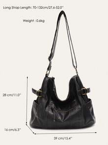 STEPHIECATHY 女士奢华休闲水洗PU皮革单肩包，多功能口袋，拉链封口，可调节长肩带，斜挎包，大容量，休闲百搭，适合通勤、日常使用、上学、购物、旅行，男女皆宜，时尚街头风，女士佳礼。 - 彩色 - 查看 6