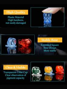 100pcs/Pack Disposable Skull Pattern Tattoo Ink Caps, Square Base, Suitable For Tattoo, Makeup Pigment, Tattoo Ink Container, Tattoo Supplies - Multicolor - View 4