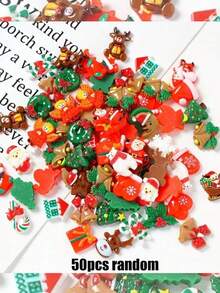 50pcs/20pcs Various Christmas-Style Miniature Resin Ornaments, Santa Claus, Snowman, Christmas Tree, Bells And Various Resin Miniature Landscape Accessories, Suitable For DIY Decorative Crafts, Home Desktop Entertainment Decorations, Christmas Decorations, Christmas Gifts, Christmas Home Decorations, Christmas Room Decorations