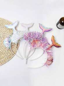 1pc Mermaid Mesh Flower Animal Design Hair Band For Party - Purple - View 5