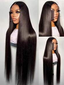 Bone Straight 30 40 Inch 250 Density 13x6 Lace Front Brazilian HD 13x4 Pre Plucked Wig Glueless Human Hair Lace Frontal Wigs - Natural Black - Xem 5