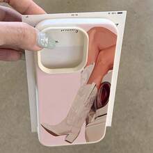 1 pieza Funda de teléfono con patrón de rayas azules de bota de vaquero vintage occidental de TPU compatible con iPhone/compatible con teléfonos inteligentes Redmi - Blanco - Ver 4