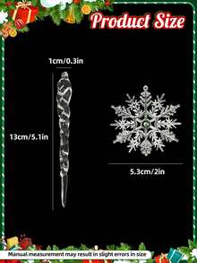 12pcs Acrylic Simulated Faceted Ice Bar Pendants With Icicles And Cone Decorations, Clear Acrylic Icicle Christmas Tree Ornaments - Artificial Icicle Decorations For Holiday Parties, Winter Home Decor, And Holiday Celebrations, Christmas Tree Decorations | Sparkling Christmas Decorations | Clear Acrylic Ornaments - Multicolor - View 9