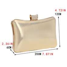 Bolsa de Festa Feminina Dourada de Metal com Strass, Bolsa Pequena de Mão com Corrente para o Ombro, Design de Bola, para Festa, Casamento e Bolsa Feminina