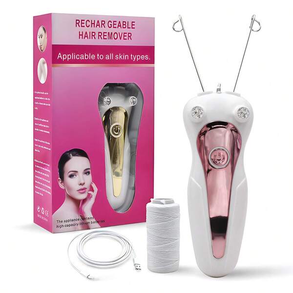 1pc USB Rechargeable Electric Facial Hair Remover - Painless Face Shaver For Chin, Lip, Arm, Leg, 500mAh Lithium Battery, Soft & Smooth, Ideal Holiday Gift