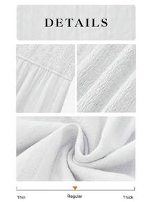 Womens Long Sleeve Fall Dresses Casual Crew Neck Smocked High Waist Tiered Flowy Maxi Dress With Pockets - 白色 - 查看 6