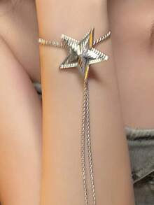 1 pezzo Collana con ciondolo a stella pentagramma oversize, gioiello regalo per donne e uomini, collana con catena a clavicola in stile Y2K