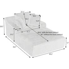 80 Inch Oversized Chaise Lounge Chair Indoor, Upholstered Corduroy Boneless Sleeper Sofa Bed With 3 Pillows, Deep Seat Reading Chair Cloud Couch For Living Room (80" D*50" W) - 粉色 - 查看 2