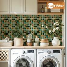 SUPSTICKER 12 miếng dán trang trí nhà cửa bằng chất liệu PVC dày dặn, kiểu dáng hiện đại, họa tiết gạch mosaic giả 2D, tự dính, chống thấm nước, chống dầu, dễ dán, thích hợp cho phòng ngủ, nhà bếp, phòng tắm, mặt bàn đảo bếp, trang trí tường phòng khách. Kích thước: 3.93*3.93/5.9*5.9/7.87*7.87 inch - Nhiều màu - Xem 8