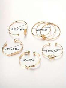 5pcs/Set Vintage Exaggerated Wide Cuff Bracelet Set, Gold Smooth Asymmetrical Bangle And Bracelets, Suitable Gift For Girlfriends And Friends.Perfect Gift For Birthdays, Holiday Gifts, And Parties. Suitable For Daily Wear And Holiday Celebrations, Suitable For All Seasons, And Is An Ideal Choice For Holiday Accessories. - 金色 - 查看 4