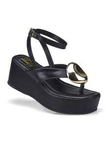 Loris Shoes Oficial Spyke Stylish Women's Wedge Strap Flatform Buckle Sandal 6430 - 黑色 - 查看 1