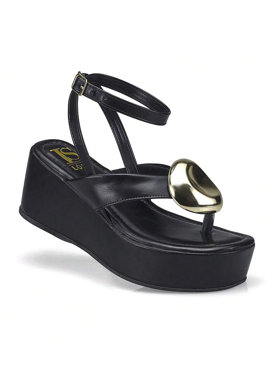 Loris Shoes Oficial Spyke Stylish Women's Wedge Strap Flatform Buckle Sandal 6430 - 黑色 - 查看 1