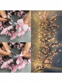 96 LED Cherry Blossom Tree Branch Wall Light With Remote Control & Timer, 8 Lighting Modes, Flexible Willow Twig Shape, Floral Wall Decor, Suitable For Bedroom, Home, Spring Decoration