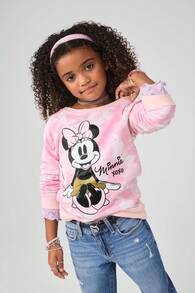 The Children's PLACE Girls Minnie Mouse™ Sweatshirt Long Sleeve Disney Minnie Mouse Allover Tie Dye Crew Neck - 多重清除 - 查看 3