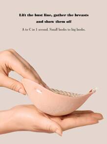 1pc 5cm Thick Invisible Bra (With Non-Slip Shoulder Straps) / Bust Enhancing / Lifting, Suitable For Strapless Dresses, Enhances Cleavage, Lifts And Shapes Small Bust, Strapless Bra, Evening Gowns, Wedding Dresses - Apricot - View 2