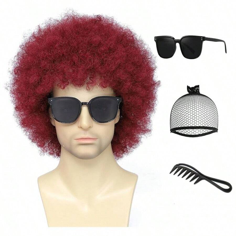 Airhostess Judge Colonial Wig For M Funny Crazy Wigs Washington Hallowe Costume Cosplay Party Wigs (Light Brown) - Tóc giả C-70s màu đỏ - Xem 1