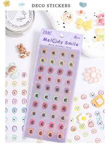 Un paquete de 8 pegatinas con expresiones lindas. Se pueden usar para scrapbooks, diarios, tarjetas de felicitación, pegatinas para teléfonos móviles, botellas de vidrio, sobres, manualidades DIY, calendarios, decoración del hogar, elaboración de artesanías, decoración de regalos, planes diarios y pegatinas escolares.