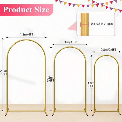 1pc Metal Arch Backdrop Stand, Gold Wedding Arch Stand, Birthday Party Ceremony Square Arch Frame, Indoor/Outdoor Celebration Decor